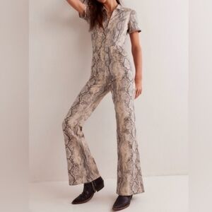 We The Free Neutral Snake Print Short Sleeve Jumpsuit